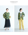 Botanical watercolor Chinese button blouse top