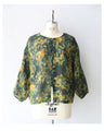 Botanical watercolor Chinese button blouse top