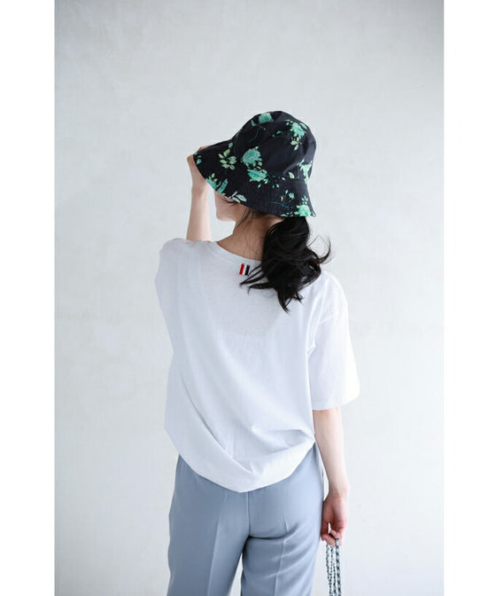 日差しに負けないUVカット素材のミントカラーフラワーハット