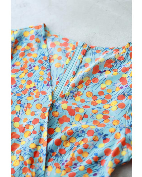 まあるいお花が咲くラップデザインミニワンピース