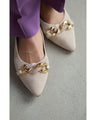 Tweed-style pumps decorated with chain parts