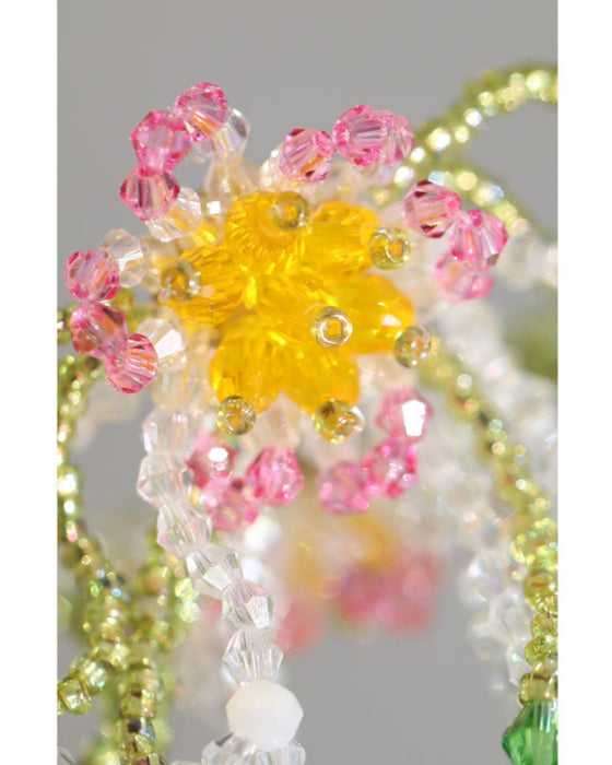 【 返品・交換不可 】光に煌めくお花のビーズリボンピアス