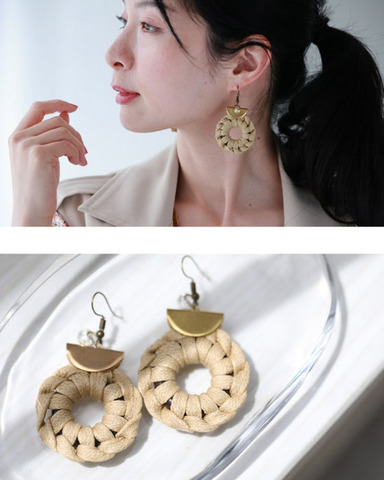 【返品・交換不可】チャーム揺れる編みサークルピアス