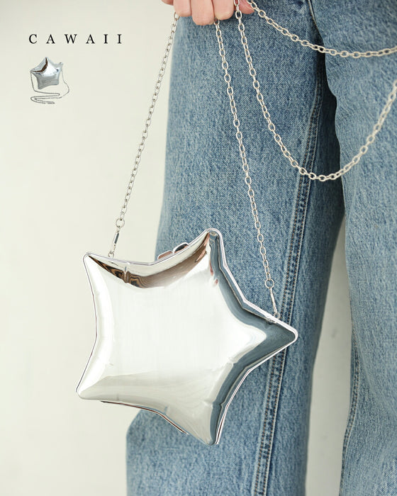 ぷっくり星型バルーン風チェーンバッグ（チェーンショルダー付き)