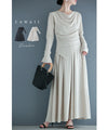 Beautiful draped cut and sew top and cool long skirt set