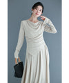 Beautiful draped cut and sew top and cool long skirt set