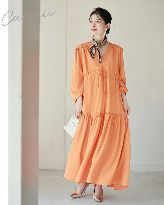 A plain yet gorgeous tiered long dress