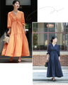 A plain yet gorgeous tiered long dress