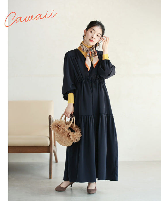 A plain yet gorgeous tiered long dress
