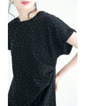 Asymmetrical starry sky tuck dress with sparkling stones