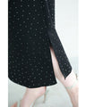 Asymmetrical starry sky tuck dress with sparkling stones