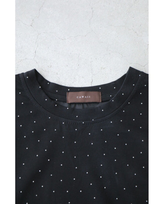 Asymmetrical starry sky tuck dress with sparkling stones