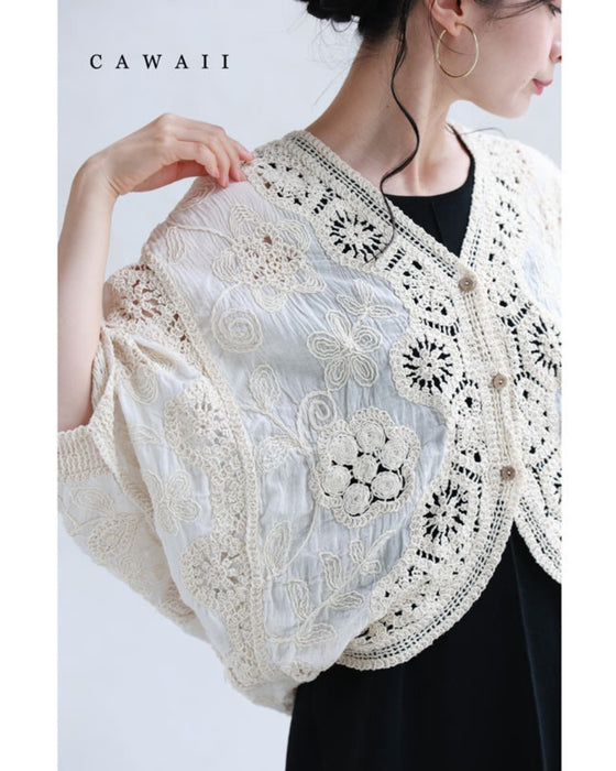 Crochet flower dolman cardigan