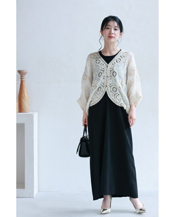 Crochet flower dolman cardigan