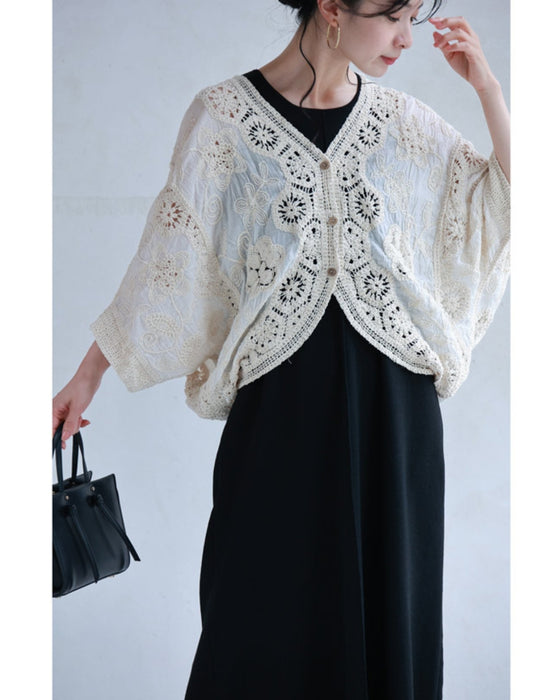 Crochet flower dolman cardigan