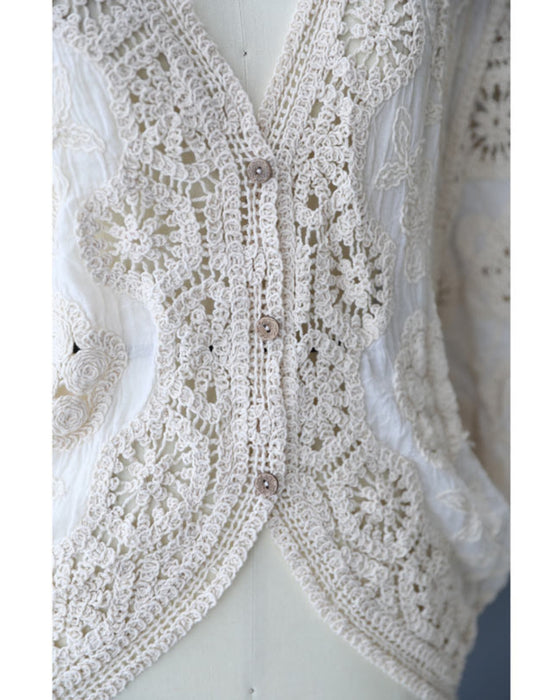 Crochet flower dolman cardigan