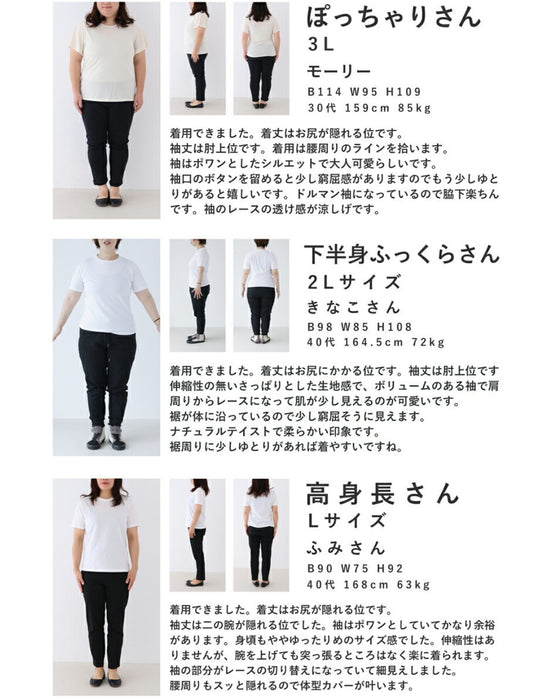 肩から流れるレースのふんわりポワン袖シャツトップス