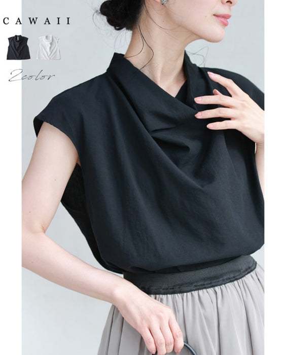 ふんわりドレープの涼やかブラウストップス