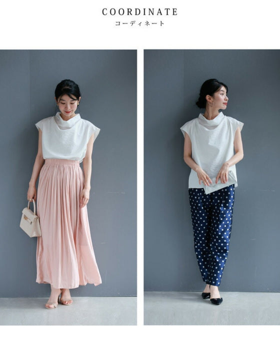 ふんわりドレープの涼やかブラウストップス