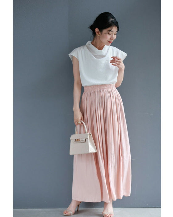 ふんわりドレープの涼やかブラウストップス