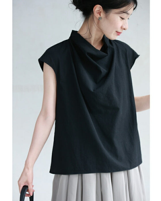 ふんわりドレープの涼やかブラウストップス