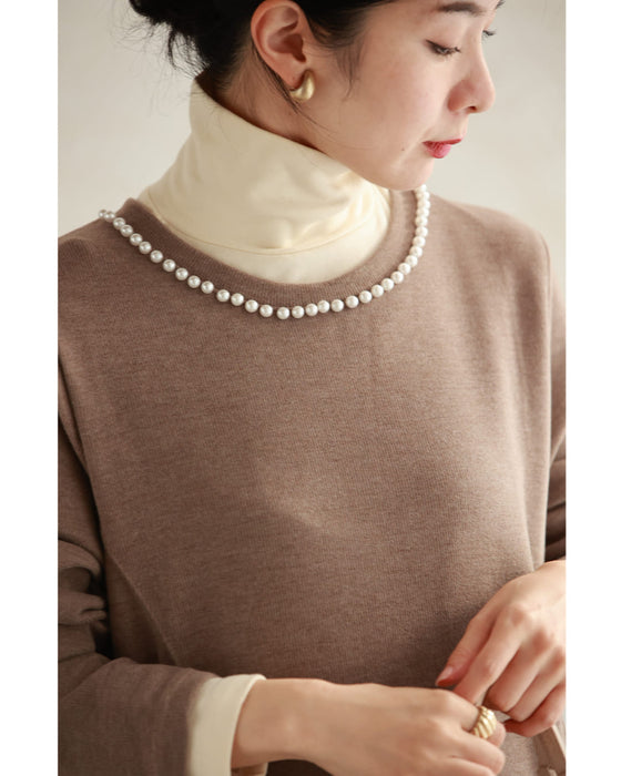 Pearl line knit midi dress