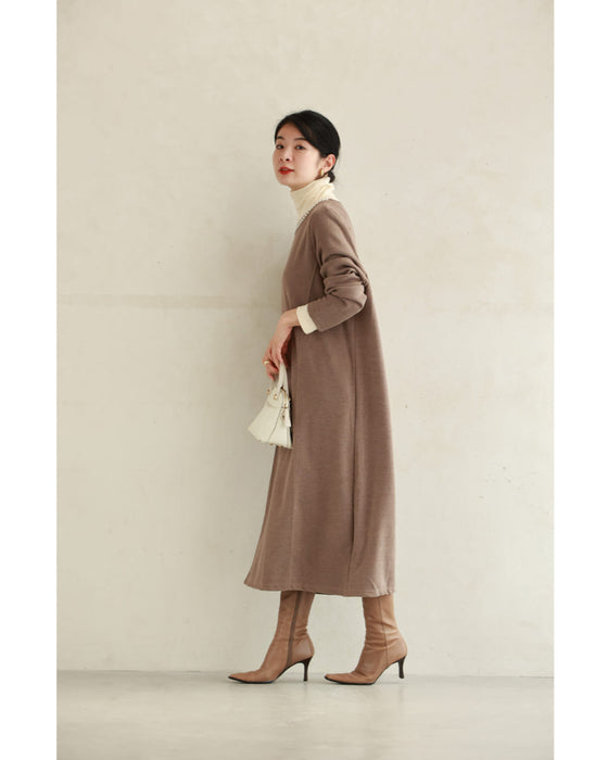 Pearl line knit midi dress