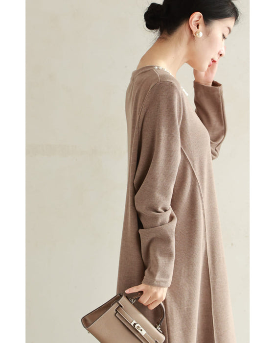 Pearl line knit midi dress