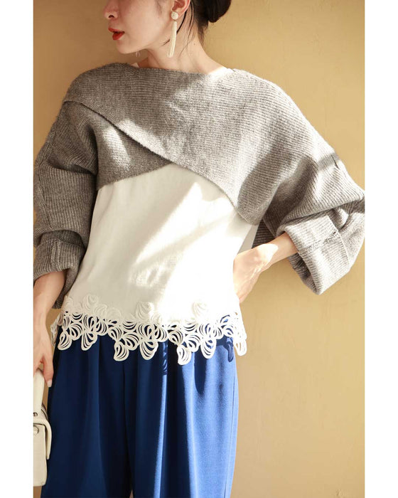 花開くようなシェルレースカットソートップス