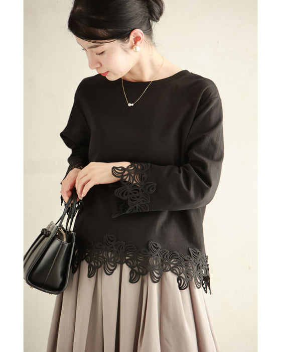 花開くようなシェルレースカットソートップス