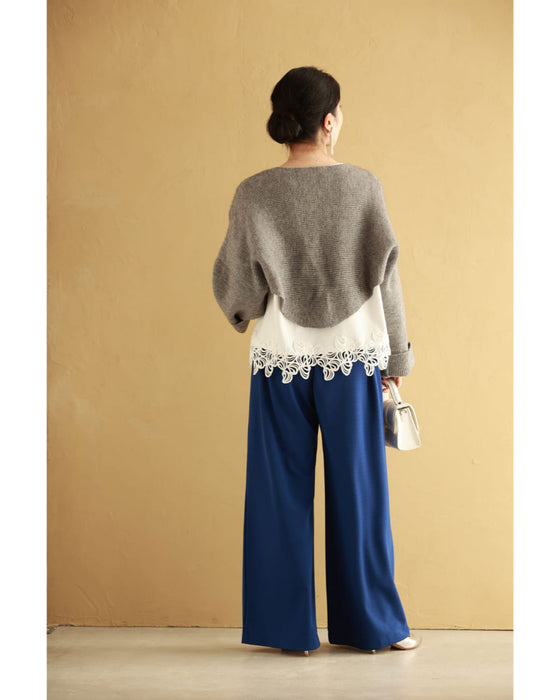 花開くようなシェルレースカットソートップス