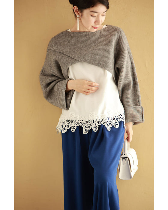 花開くようなシェルレースカットソートップス