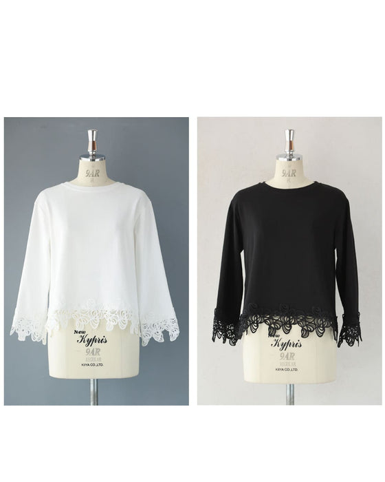 花開くようなシェルレースカットソートップス