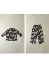 レースを添えた花柄のサテン風ルームウェア2点セット【set】