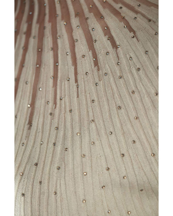 光の粒が降り注ぐ流線ラインリブカットソートップス