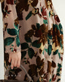 Medium-length shirt dress with velour-like flowers
