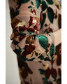 Medium-length shirt dress with velour-like flowers
