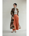 Medium-length shirt dress with velour-like flowers