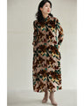 Medium-length shirt dress with velour-like flowers