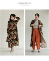 Medium-length shirt dress with velour-like flowers