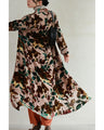 Medium-length shirt dress with velour-like flowers