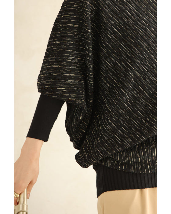Meteor shower drape line pullover top