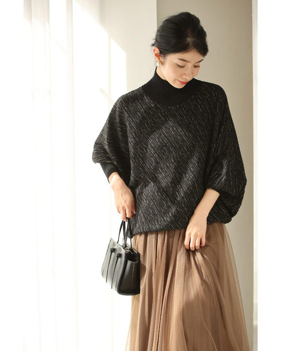 Meteor shower drape line pullover top