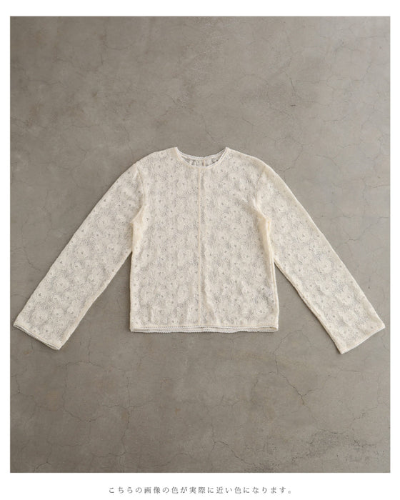 White peony lace cut and sew top