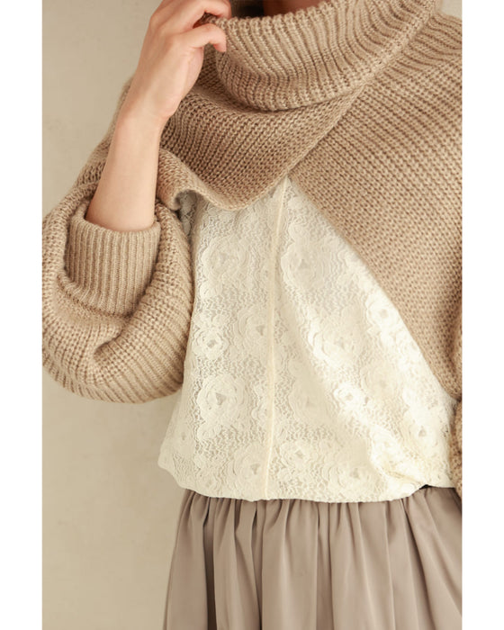 White peony lace cut and sew top