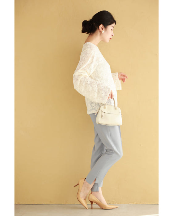 White peony lace cut and sew top