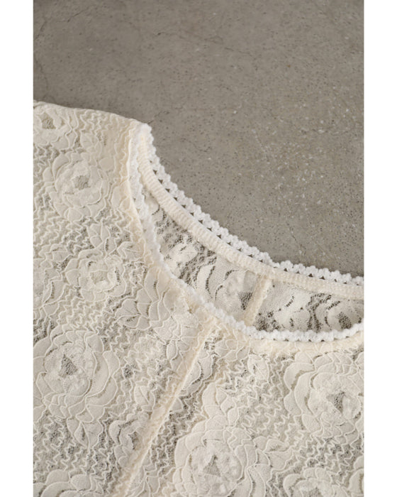 White peony lace cut and sew top