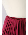 Grape-colored shiny pleated midi skirt