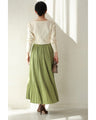Grape-colored shiny pleated midi skirt