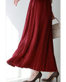 Grape-colored shiny pleated midi skirt